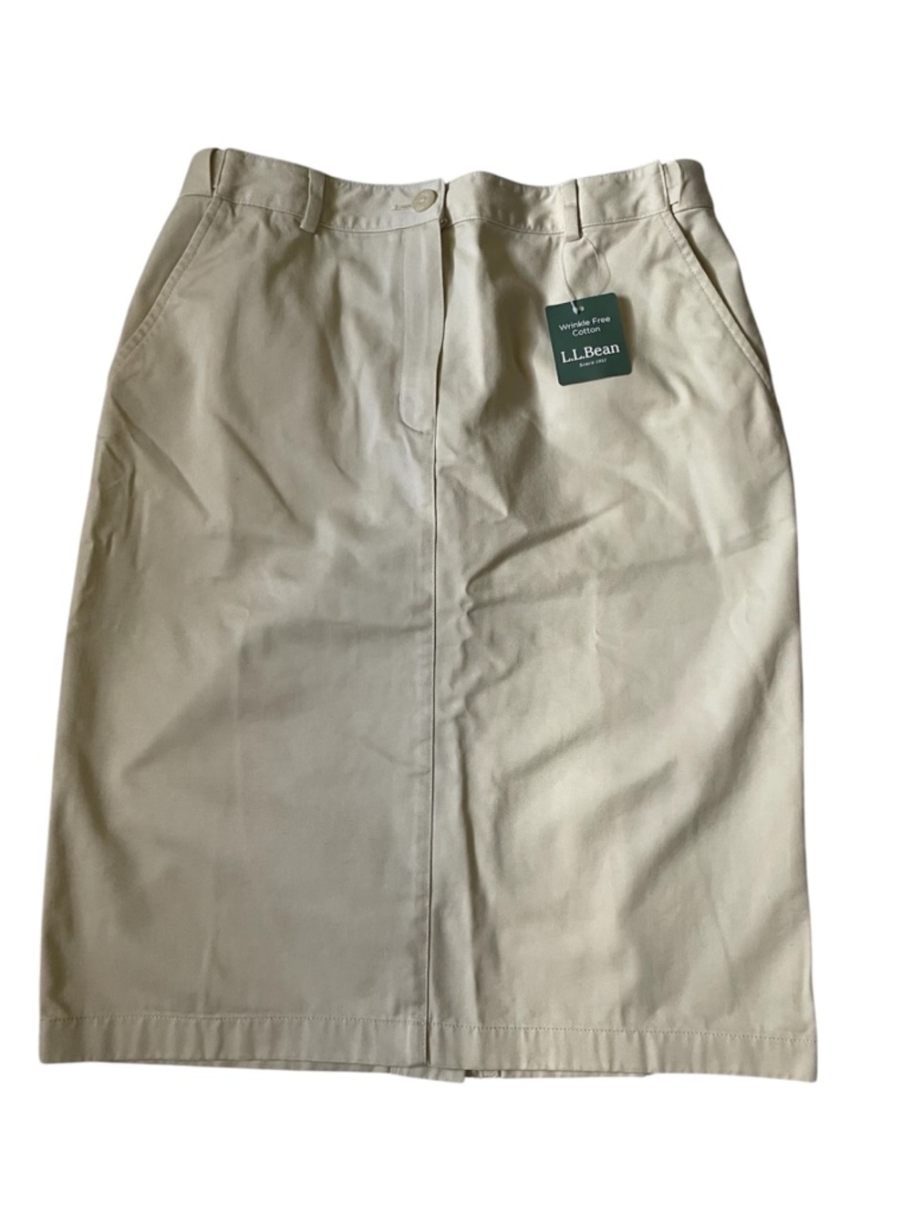 L.L. Bean  Beige cotton twill classic fit Pencil Skirt